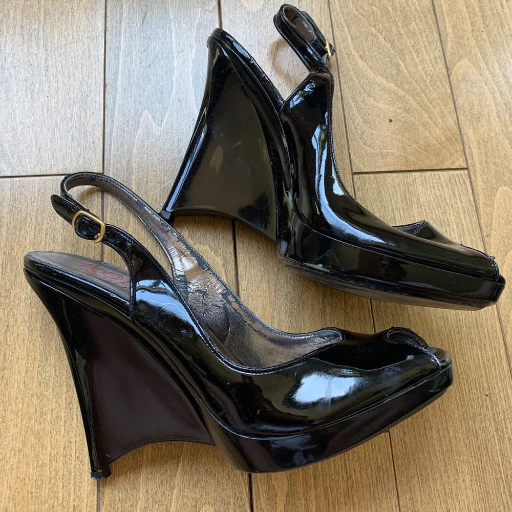 KORS Michael Kors Wedge Platform Peep Toe Shoes